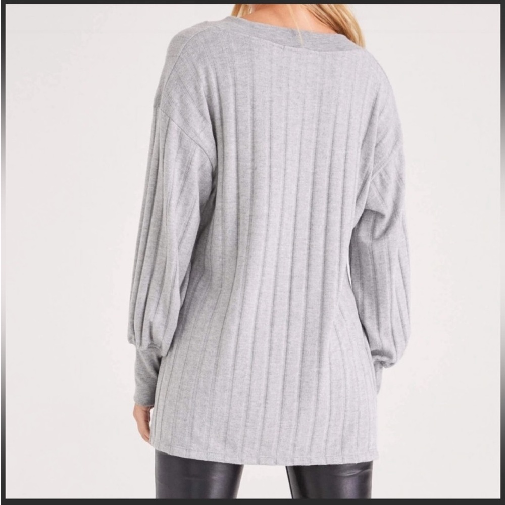 Project Social T Gray Rumi Heathered Wide Rib Tunic Top - Picture 2 of 5